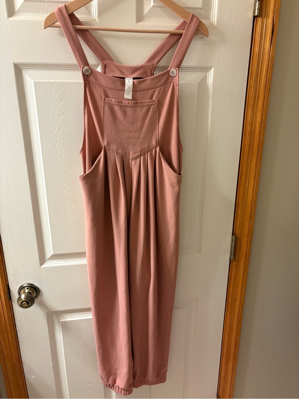 Halara Dusty Rose Overall Jumpsuit Size M Wide Leg Pleated Pockets